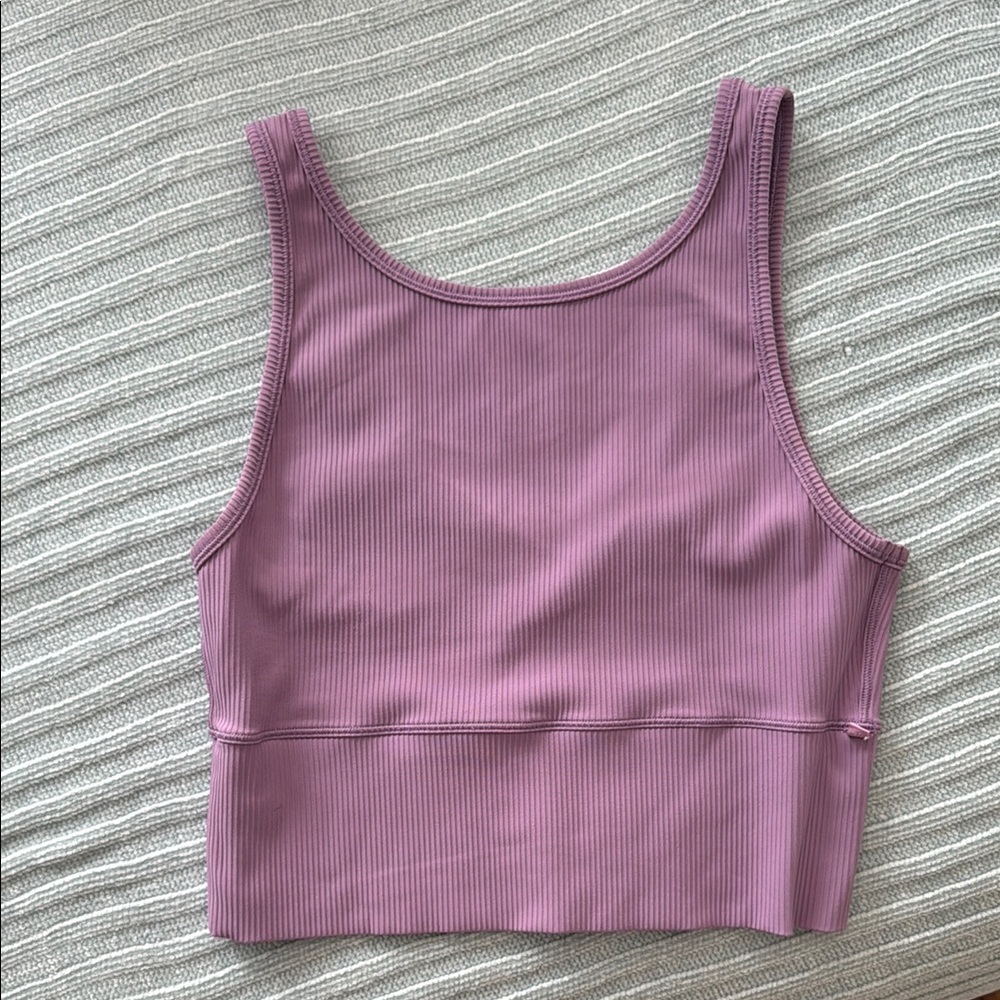 Purple Ribbed Crop Top